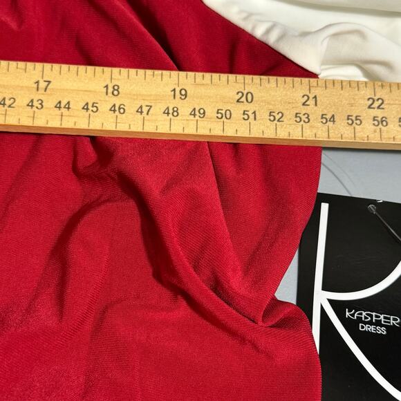 Kasper Womens Mini Dress Size XXL Red Cream Cutout Front Long Sleeve Colorblock - Picture 9 of 14